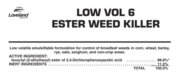 Loveland Low Vol 6 Ester Weed Killer - 2.5 gal jug - Image 2